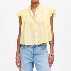 Madewell NWT Shirred Lace-Trim Top size small